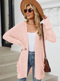 Pocketed Open Front Long Sleeve Cardigan - PD SECRET REALM