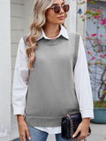 Buttoned Round Neck Sweater Vest - PD SECRET REALM