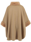 Fuzzy Trim Long Sleeve Poncho - PD SECRET REALM