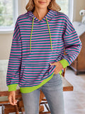 Lovelet Drawstring Striped Long Sleeve Hoodie - PD SECRET REALM