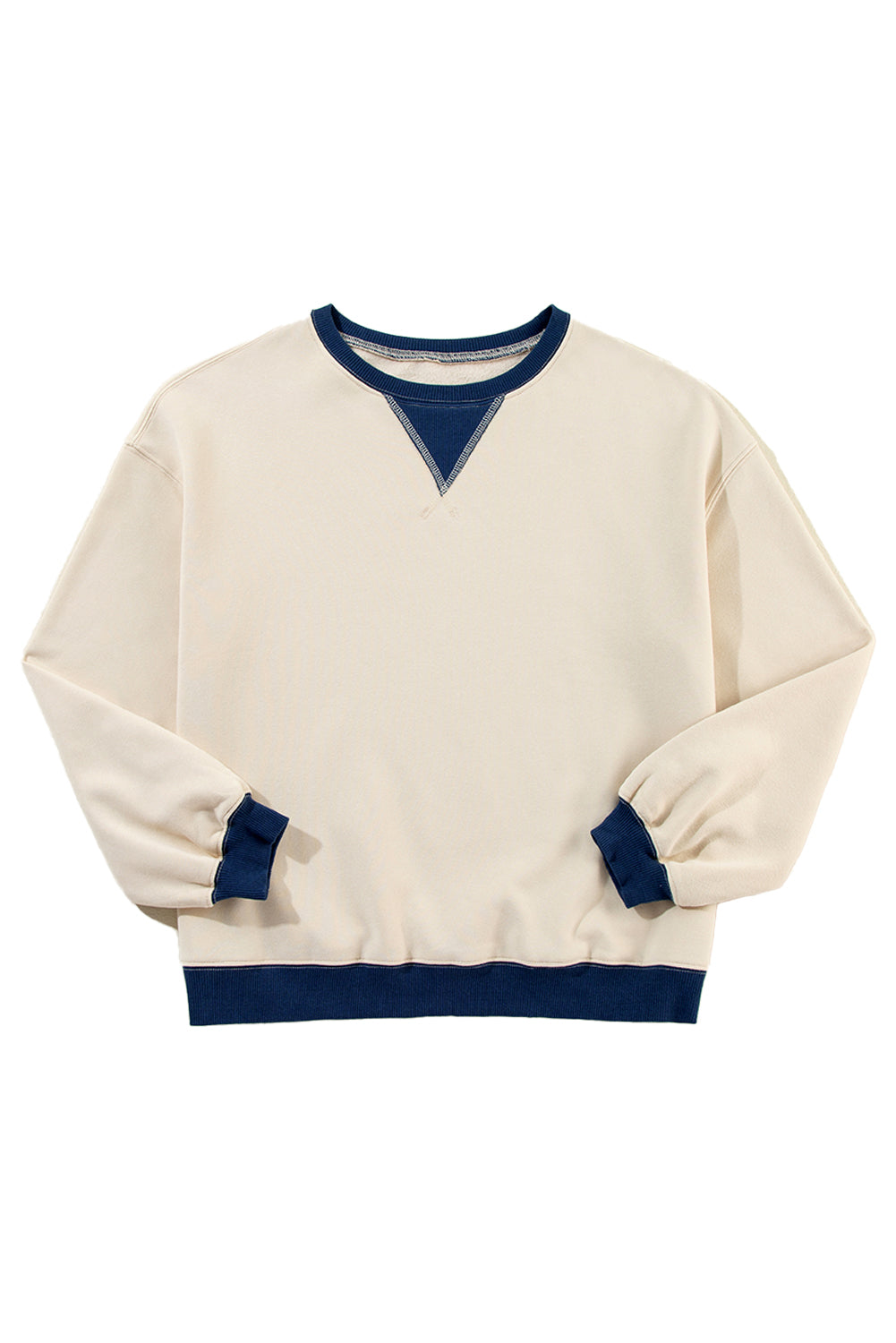 Red Clay Color Block Drop Shoulder Crewneck Oversized Sweatshirt