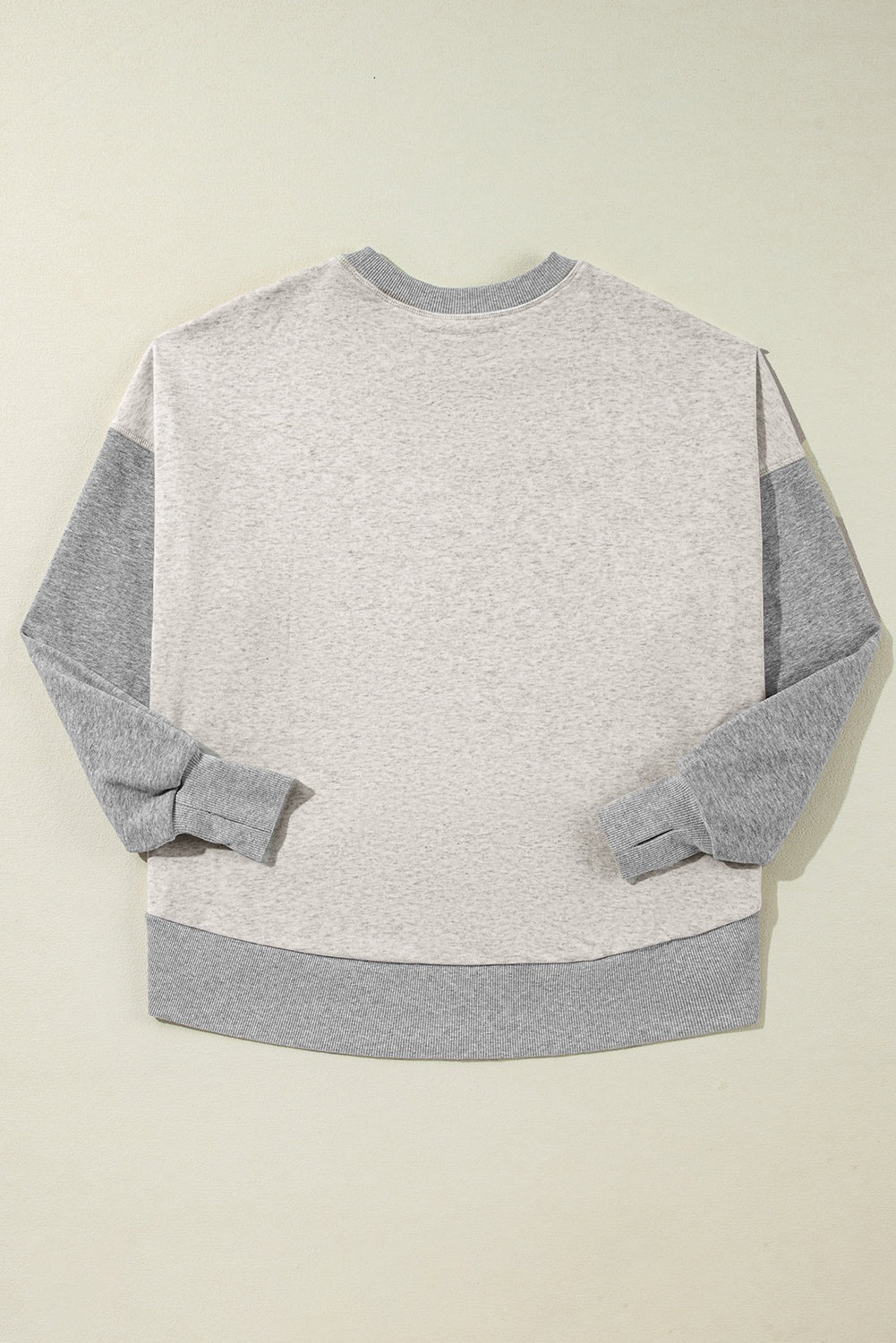 Light Grey Color Block Thumbhole Sleeve Drop Shoulder Sweatshirt