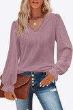 Eyelet V-Neck Flounce Sleeve Blouse - PD SECRET REALM