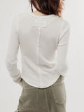 Exposed Seam Round Neck Long Sleeve T-Shirt - PD SECRET REALM