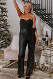 Bow Sequin Wide Leg Jumpsuit - PD SECRET REALM