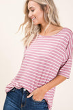 BOMBOM Striped Round Neck Half Sleeve T-Shirt - PD SECRET REALM