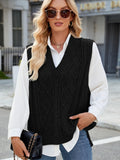 Cable Knit V-Neck Sweater Vest - PD SECRET REALM