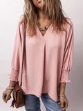 Johnny Collar Three-Quarter Sleeve Blouse - PD SECRET REALM