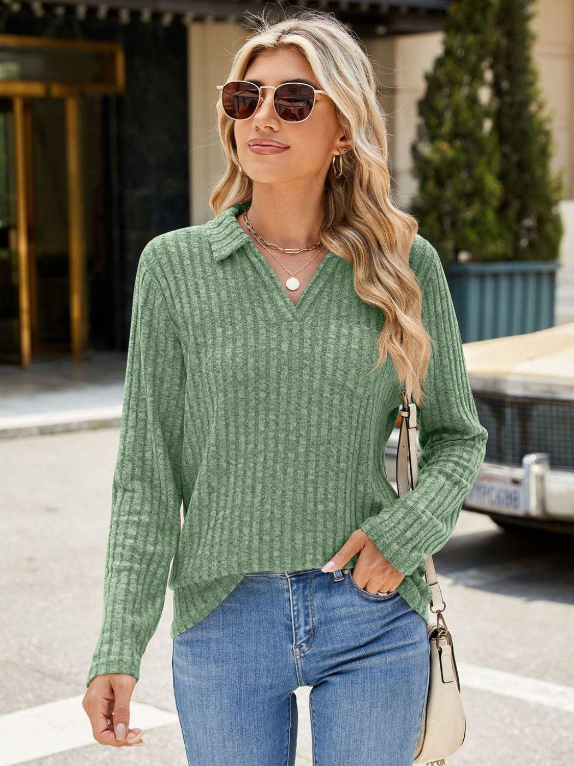 Ribbed Long Sleeve T-Shirt