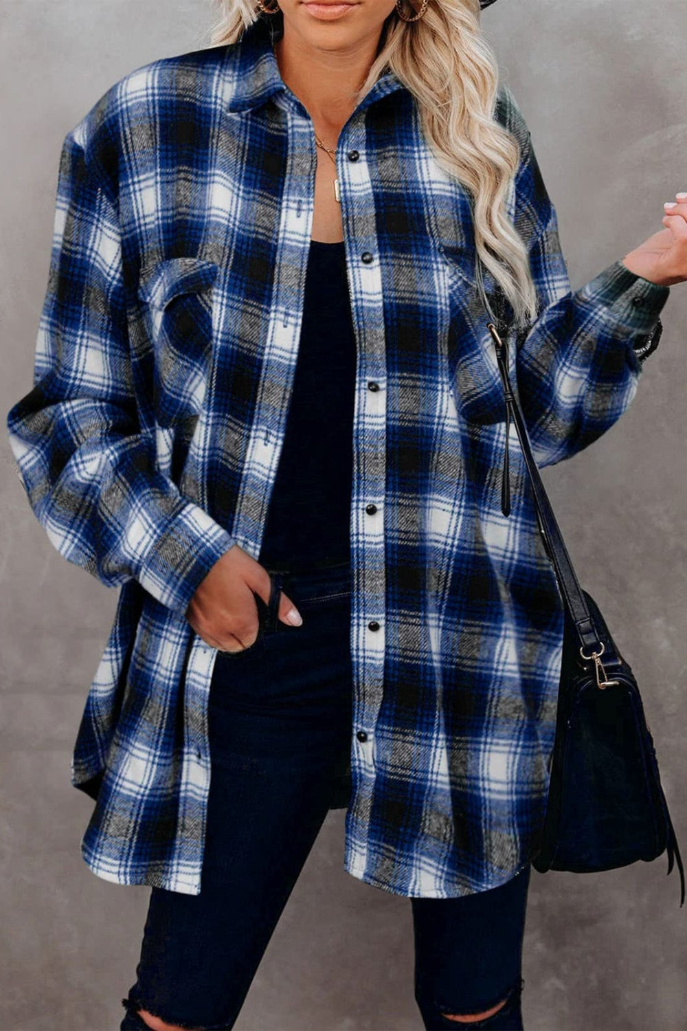 Full Size Plaid Collared Neck Long Sleeve Shirt