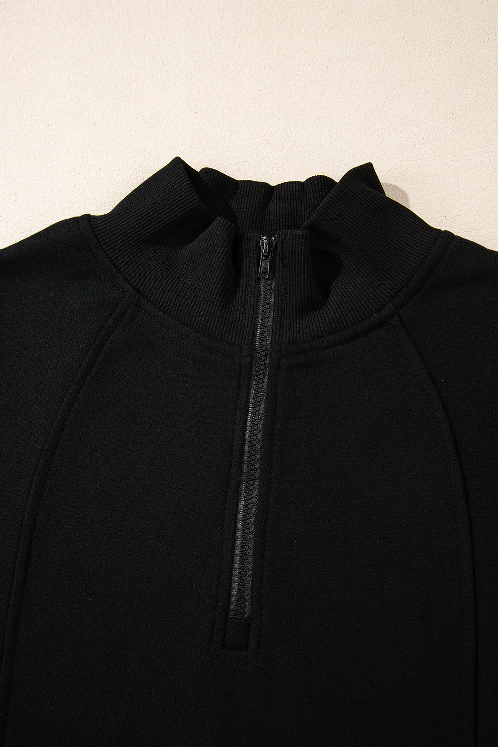 Jungle Green Zipper Collared Drop Shoulder Plain Sweatshirt