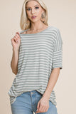 BOMBOM Striped Round Neck T-Shirt - PD SECRET REALM