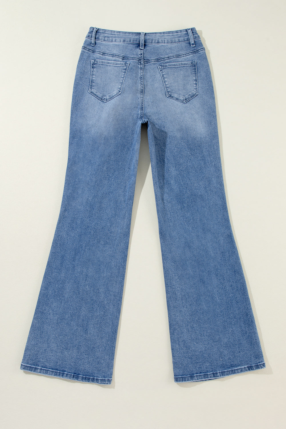 Blue Acid Wash Distressed Wide Leg High Waist Jeans