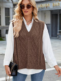 Cable Knit V-Neck Sweater Vest - PD SECRET REALM