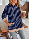 Lovelet Drawstring Striped Long Sleeve Hoodie - PD SECRET REALM