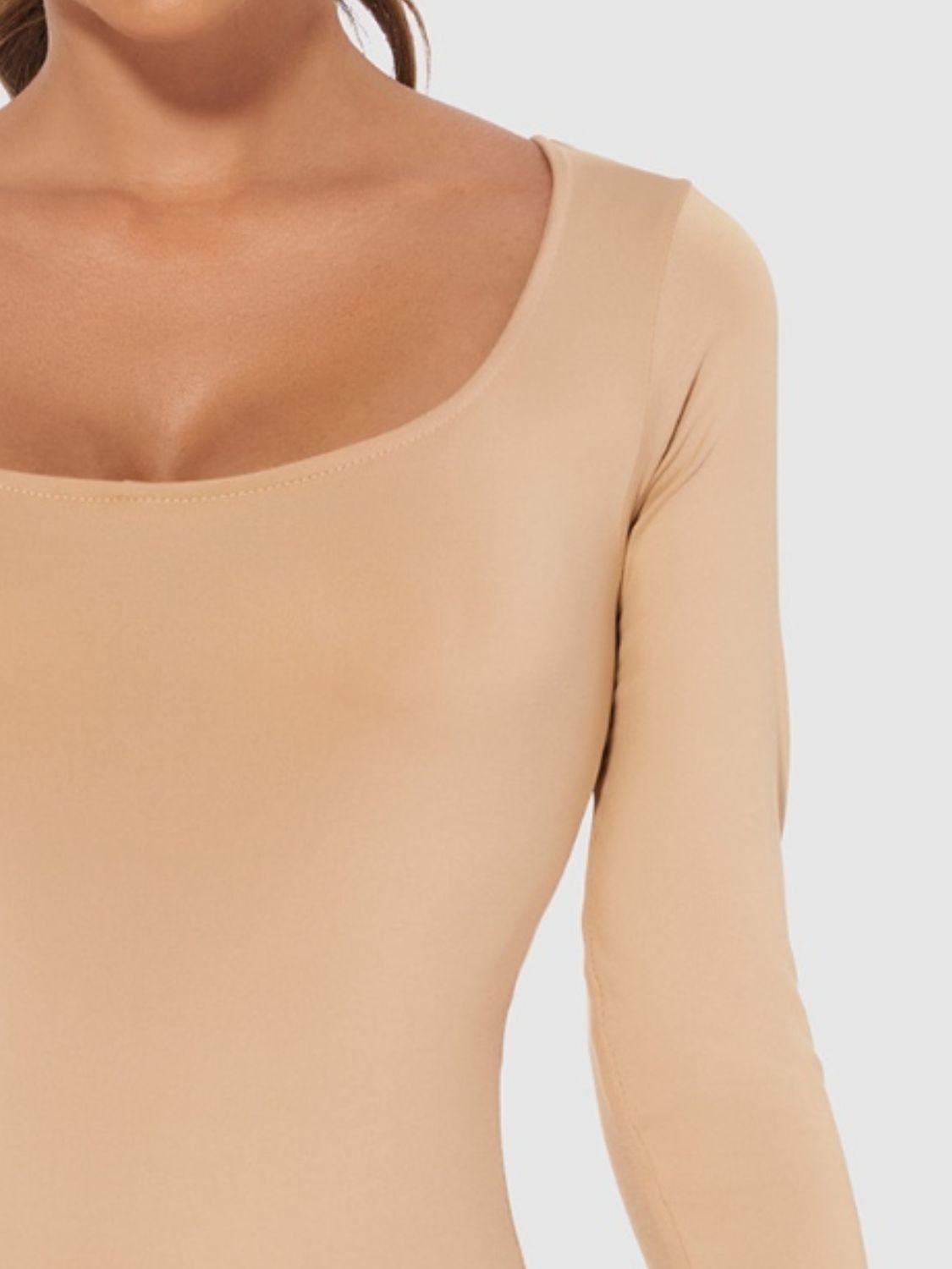 Full Size Scoop Neck Long Sleeve Bodysuit - PD SECRET REALM