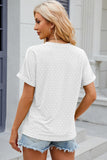 Eyelet Notched Short Sleeve T-Shirt - PD SECRET REALM