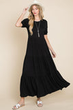 BOMBOM Short Sleeve Tiered Maxi Dress - PD SECRET REALM