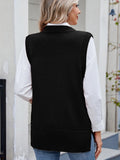 Buttoned Round Neck Sweater Vest - PD SECRET REALM