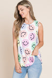 BOMBOM Smiley Face Round Neck Tank - PD SECRET REALM