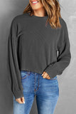 Round Neck Drop Shoulder Long Sleeve Top - PD SECRET REALM