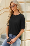 Round Neck Buttoned Short Sleeve T-Shirt - PD SECRET REALM