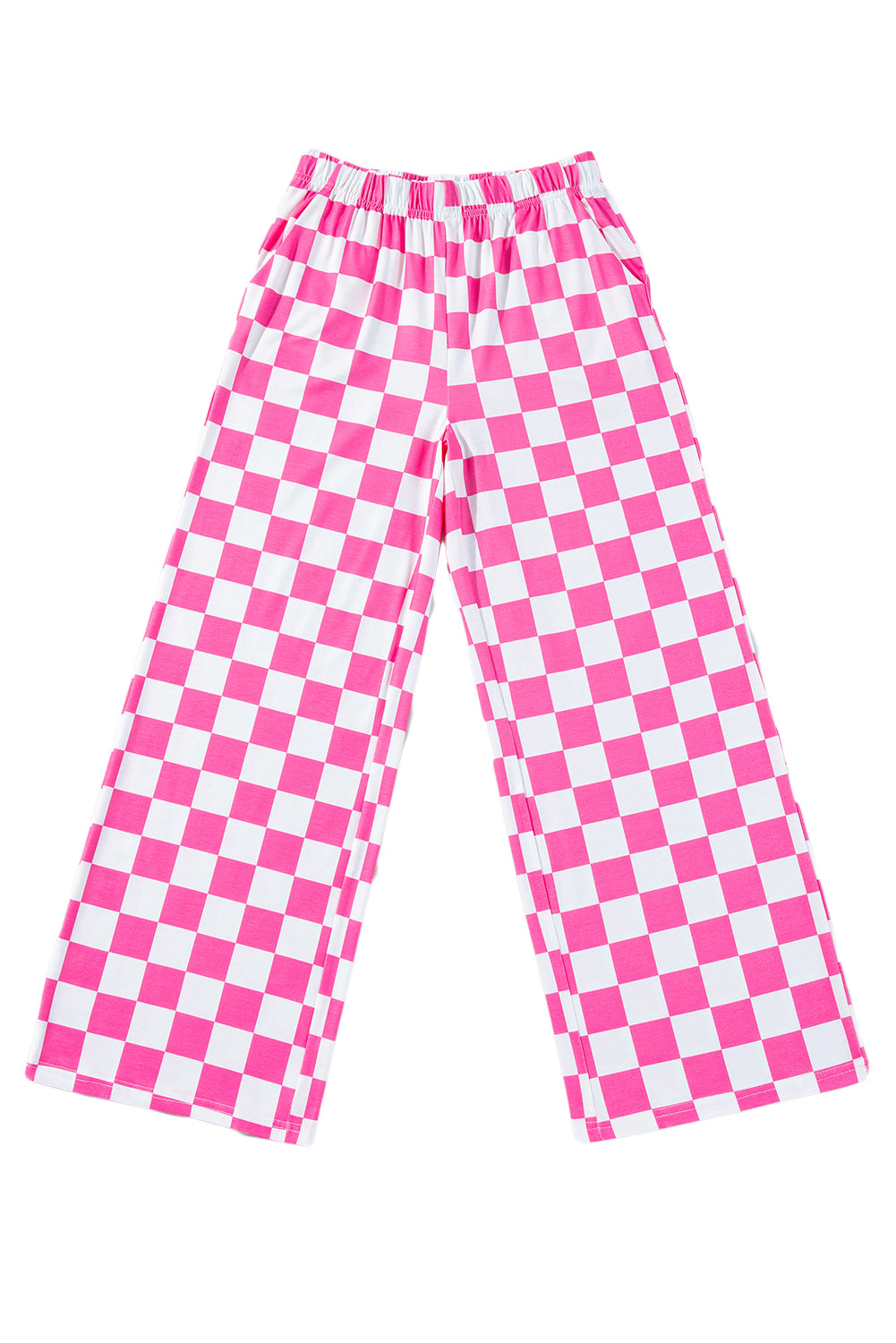 Bonbon Checkered Print High Waist Wide Leg Pants