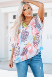 Mixed Print V-Neck Half Sleeve Top - PD SECRET REALM