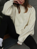 Round Neck Dropped Shoulder Long Sleeve Sweatshirt - PD SECRET REALM