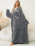 Pocketed Contrast Long Sleeve Hooded Lounge Dress - PD SECRET REALM