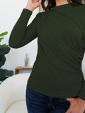 FAM-FAM Ruched Mock Neck Long Sleeve T-Shirt - PD SECRET REALM