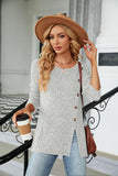 Buttoned Long Sleeve Slit Top - PD SECRET REALM