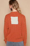 Cable-Knit Peace Patch Dropped Shoulder Sweater - PD SECRET REALM