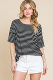 BOMBOM Striped Round Neck T-Shirt - PD SECRET REALM