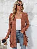 Pocketed Open Front Long Sleeve Cardigan - PD SECRET REALM