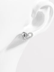 925 Sterling Silver Inlaid Zircon Heart Earrings