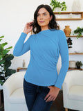 FAM-FAM Ruched Mock Neck Long Sleeve T-Shirt - PD SECRET REALM