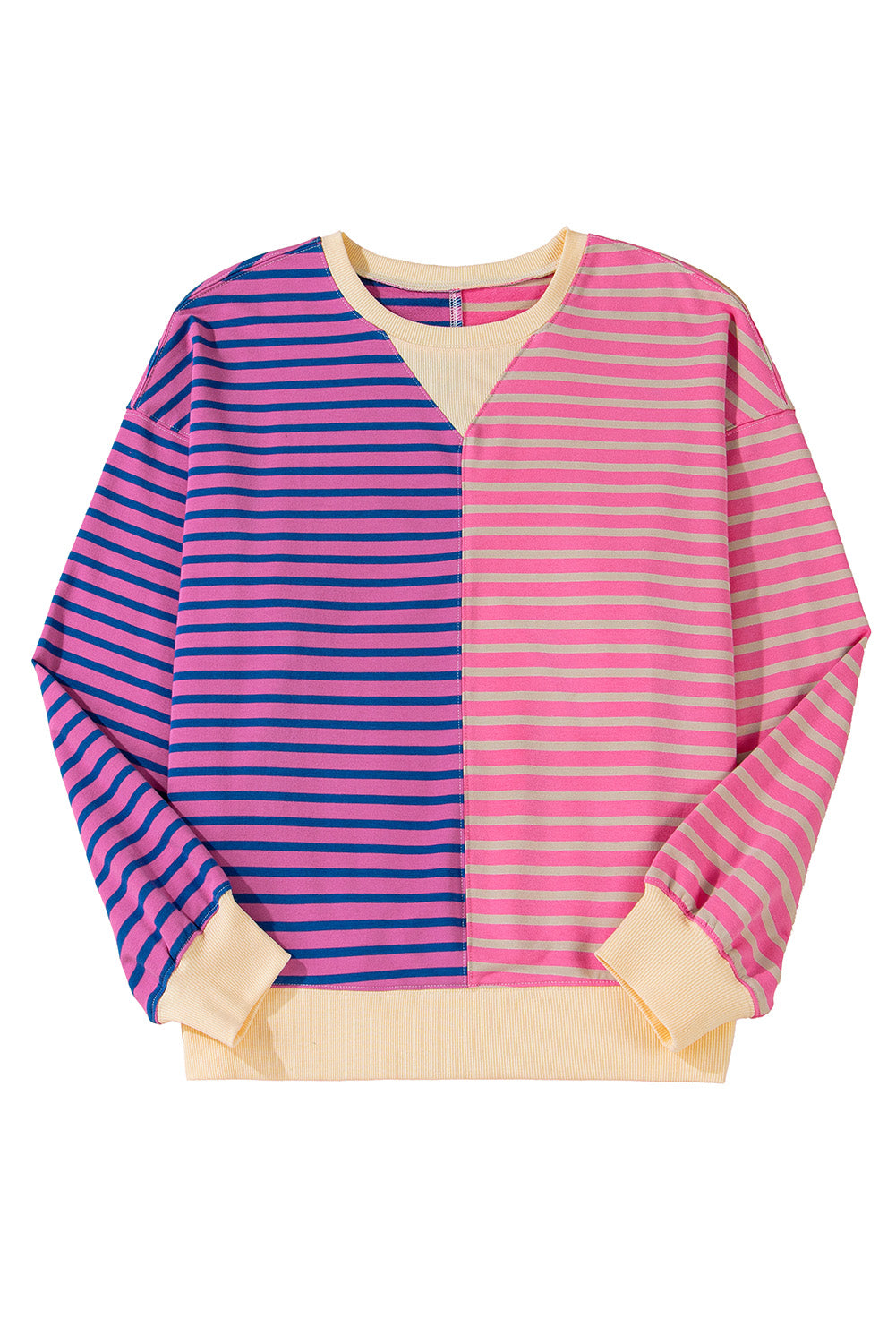 Green Stripe Colorblock Drop Shoulder Oversized Sweatshirt