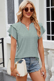 Eyelet Notched Flutter Sleeve T-Shirt - PD SECRET REALM