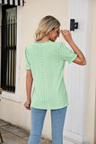 Eyelet Flounce Sleeve Scalloped V-Neck Top - PD SECRET REALM