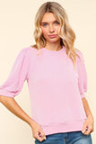 Haptics Full Size Wavy Rib Half Sleeve Knit Top - PD SECRET REALM