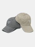 Embroidered Heart Washed Cotton Baseball Cap - PD SECRET REALM