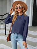 Round Neck Flounce Sleeve Blouse - PD SECRET REALM