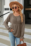 Round Neck Flounce Sleeve Blouse - PD SECRET REALM