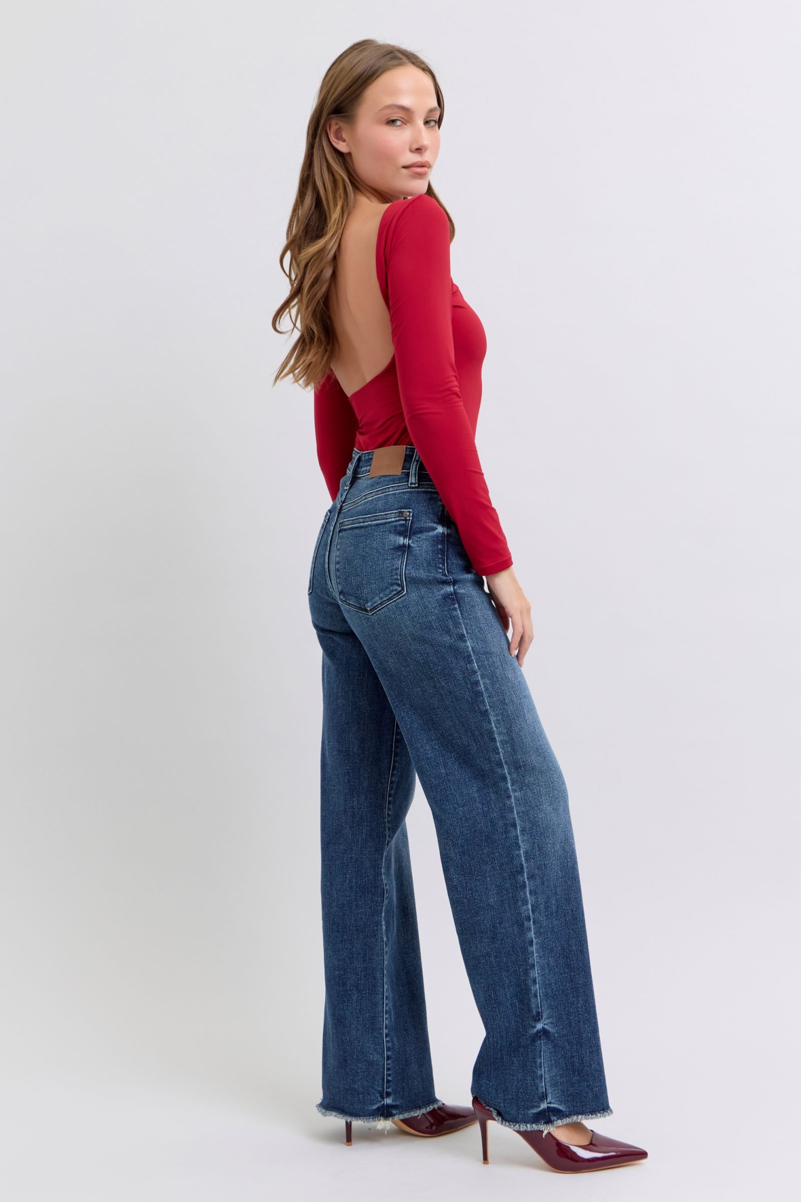 Full Size Raw Hem Mid Rise Jeans