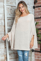 Round Neck Batwing Sleeve Sweater - PD SECRET REALM