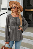 Round Neck Flounce Sleeve Blouse - PD SECRET REALM