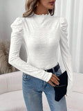 Eyelet Mock Neck Long Sleeve Top - PD SECRET REALM