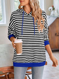 Lovelet Drawstring Striped Long Sleeve Hoodie - PD SECRET REALM