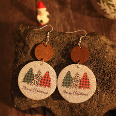 PU Leather Christmas Tree Earrings